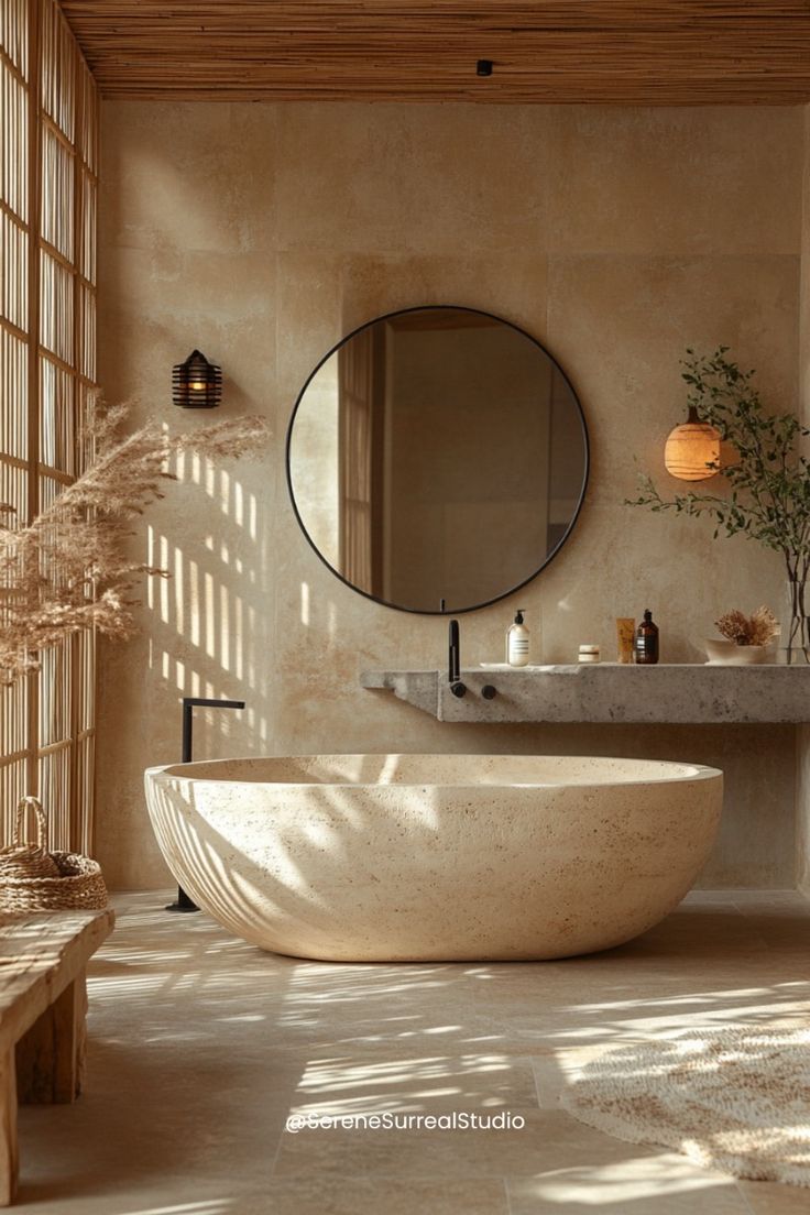 Travertine Stone Freestanding Bathtub