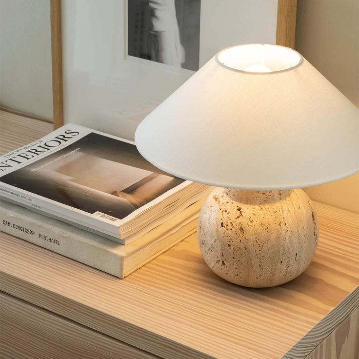 Luna Travertine Table Lamp