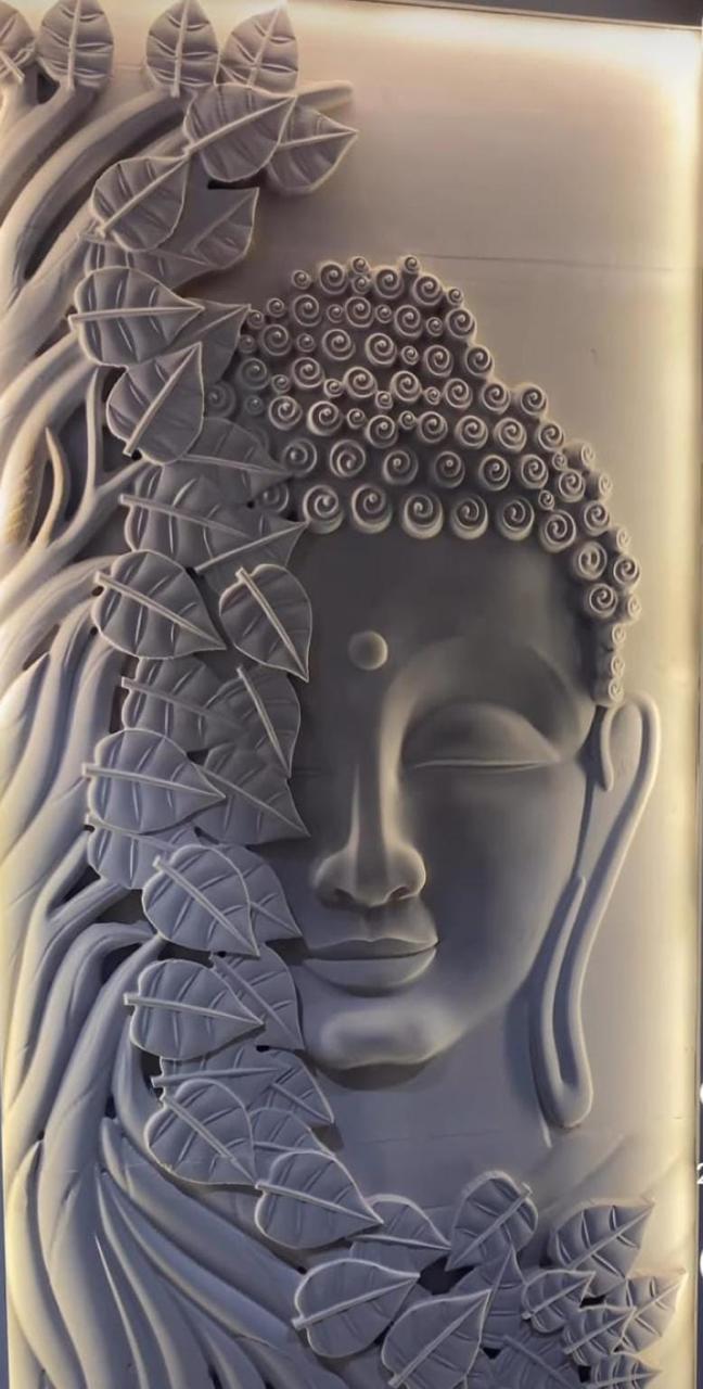 Tranquil Buddha Under Bodhi Tree – 3D Wall Panel (₹2000/sq. ft)