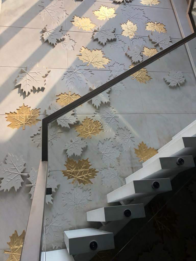 Golden Autumn – 3D Maple Leaf Feature Wall