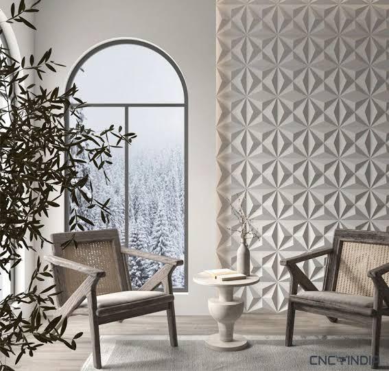 Nordic Prism – 3D Geometric Accent Wall (₹1100/sq. ft)