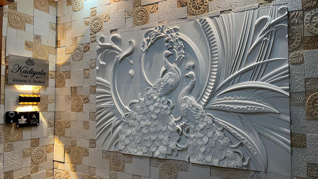 Regal Peacock Symphony – 3D Luxury Wall Panel (₹2000/sq. ft)