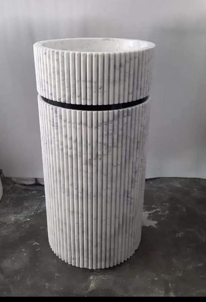 Fluted Marble Pedestal Basin