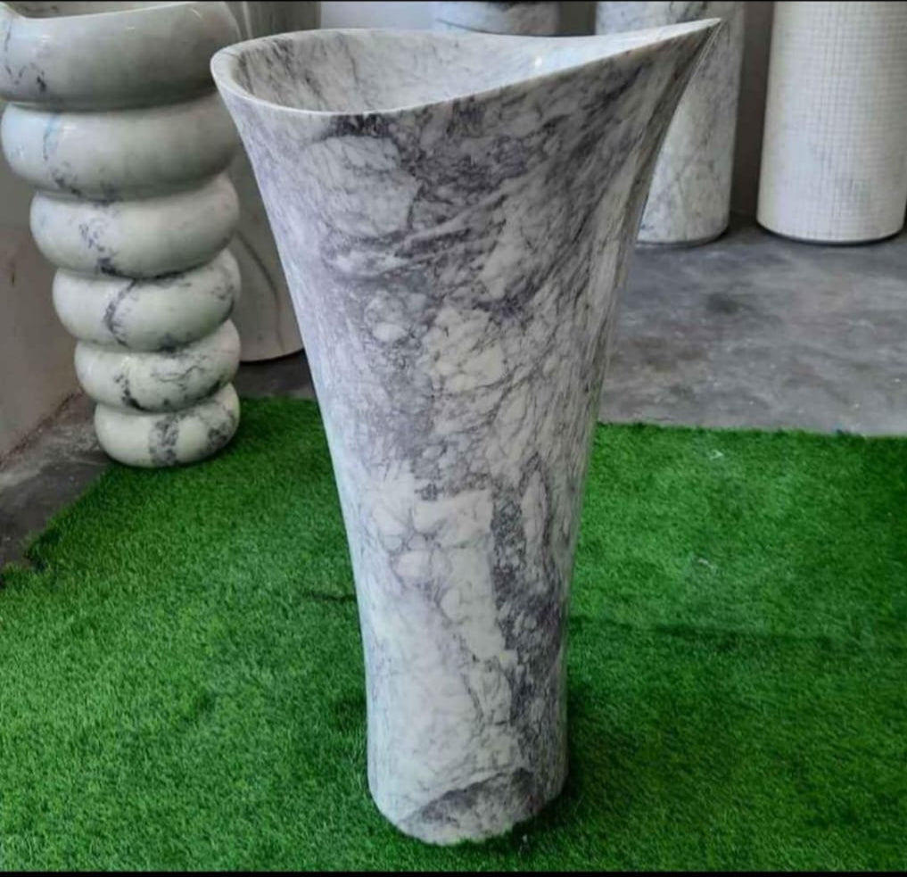 Sculpted Marble Asymmetrical Basin