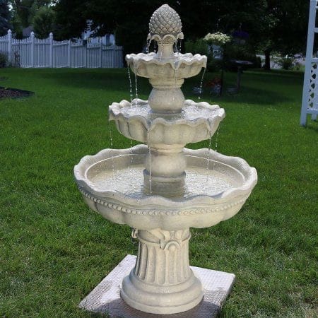 Elegant Three-Tier Pineapple Garden Fountain