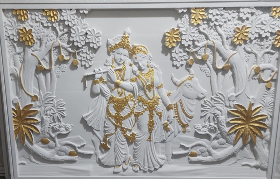 Radha Krishna Divine Harmony – 3D Artistic Wall Panel (₹1700/sq. ft)