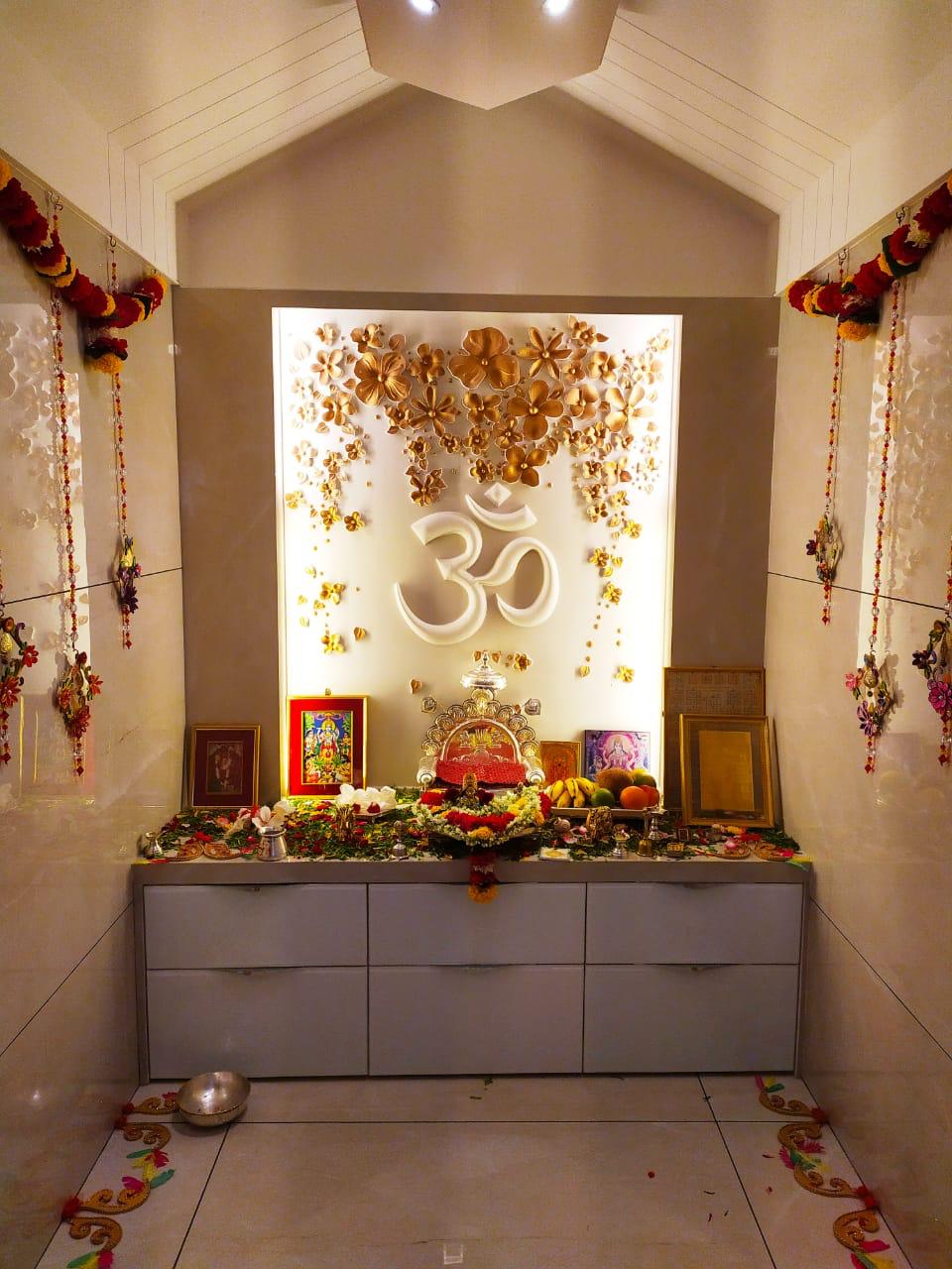 Sacred Om Divine Glow – 3D Pooja Room Wall Panel (₹1500/sq. ft)