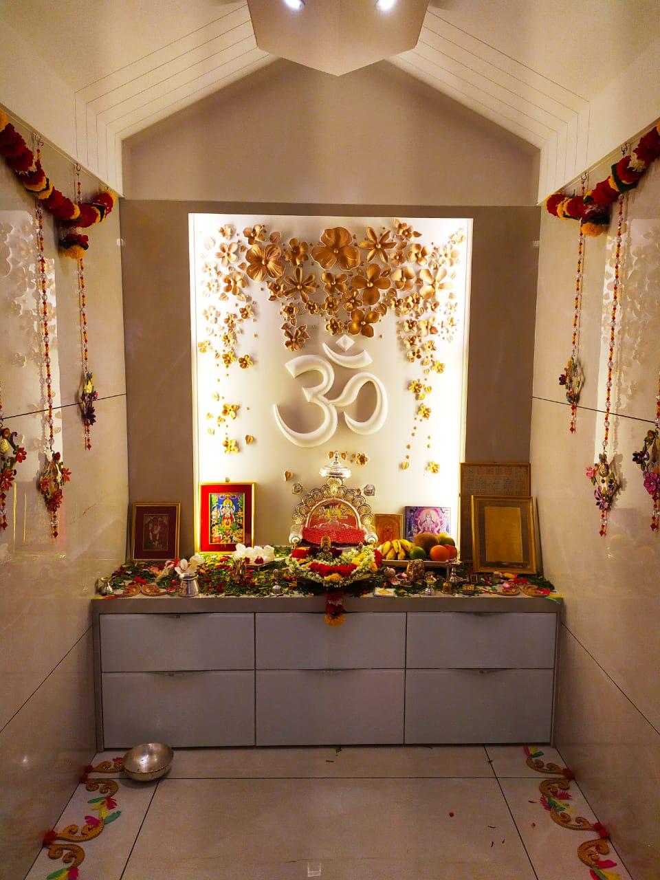 Sacred Om Divine Glow – 3D Pooja Room Wall Panel