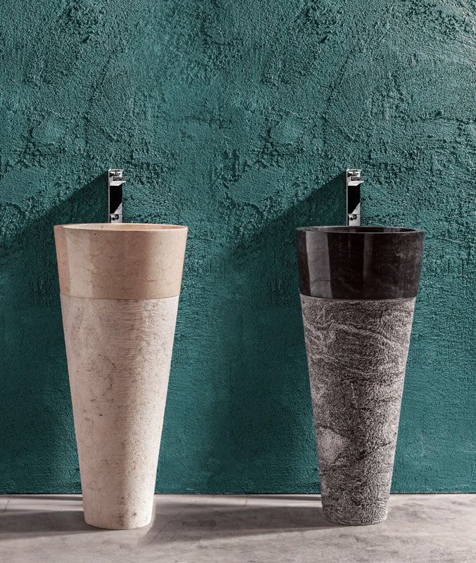 Duo-Tone Pedestal Sink: Modern Marble Bathroom Fixture