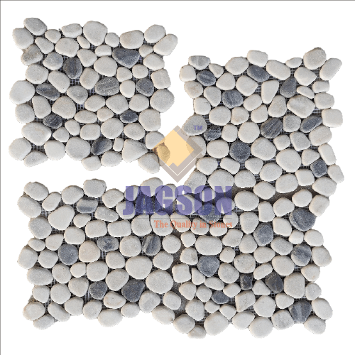 Marble Tumbled Pebble Mosaic-Helix Grey (27x27 cm)