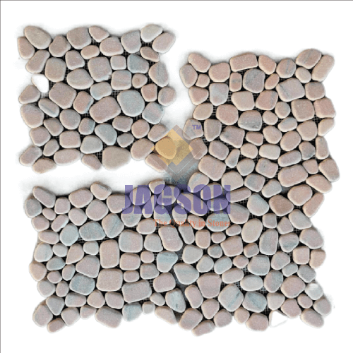 Marble Tumbled Pebble Mosaic-Rossa Bella (27x27 cm)