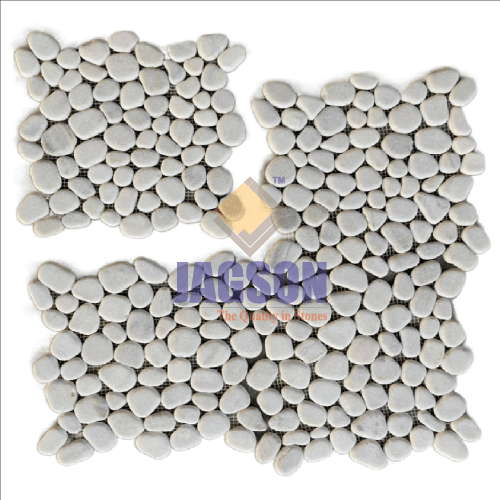 Marble Tumbled Pebble Mosaic-Salt White (27x27 cm)