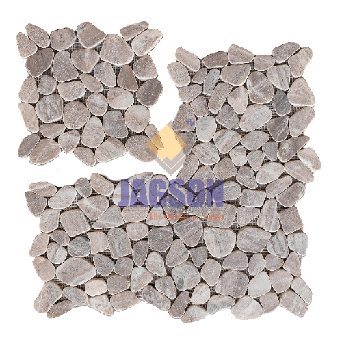 Sliced Marble Pebble Mosaic Fantasy Brown (	27x27 cm)