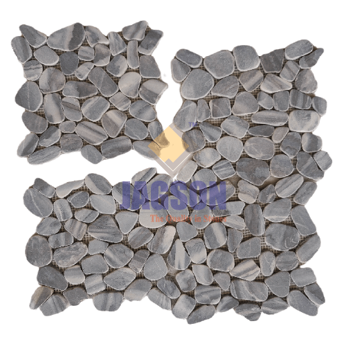 Sliced Marble Pebble Mosaic Nami Gray (27x27 cm)